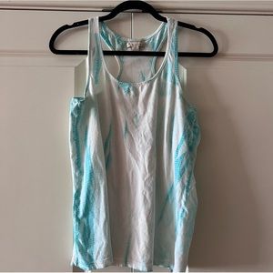TWENTY ONE - SKY BLUE AND WHITE TIE-DYED RACER BACK TANK TOP